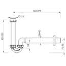 Wastafel Ruimtebesparende Sifon laag 1"1/4, DN40, wit