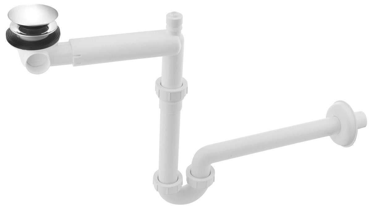 Bruckner Urbino Ruimtebesparende Wastafelsifon Met Click Clack Afvoer Chroom - afbeelding 1
