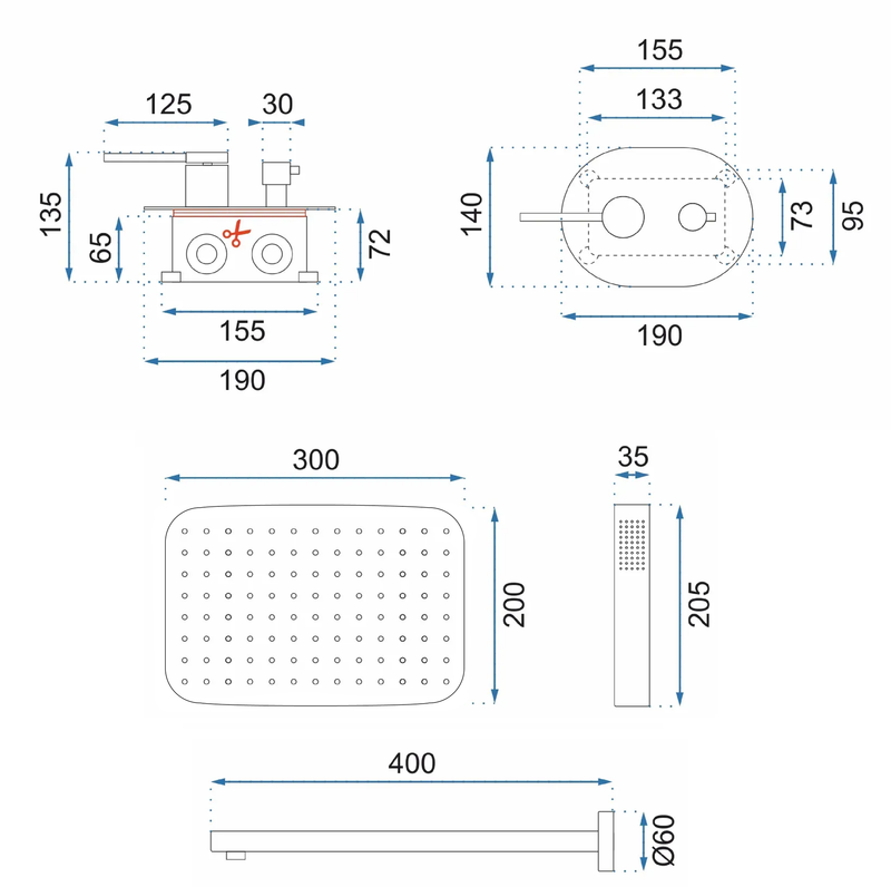 Inbouw regendoucheset Rea Oval Chrom  + BOX - View 8