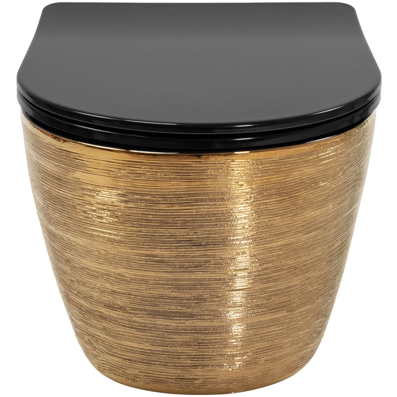 Hangende toilet Rea Carlo Mini Flat Black Gold Brush - View 2