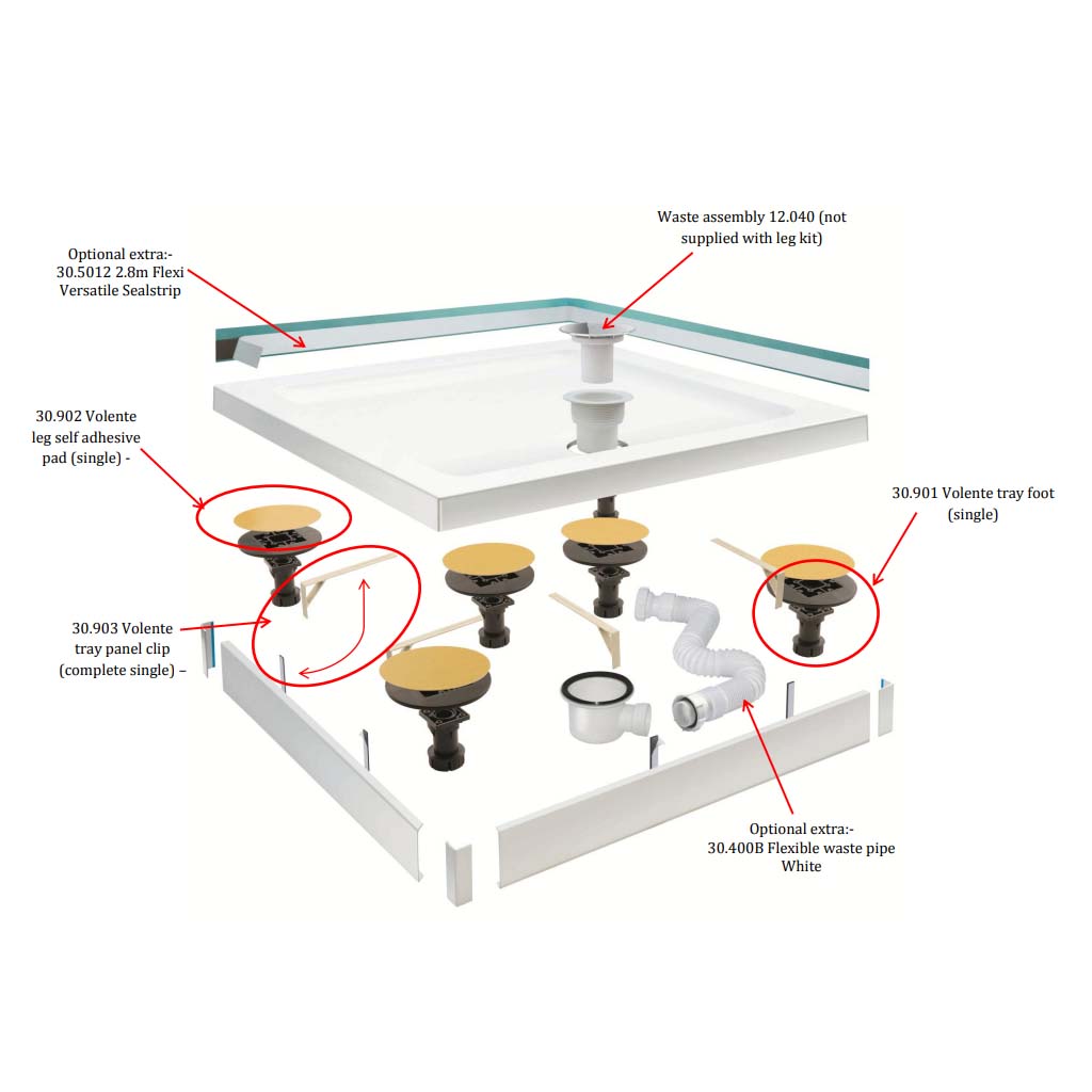Eastbrook Volente voorzetpaneelset voor kwartronde douchebak tot 1200x1000 mm - wit