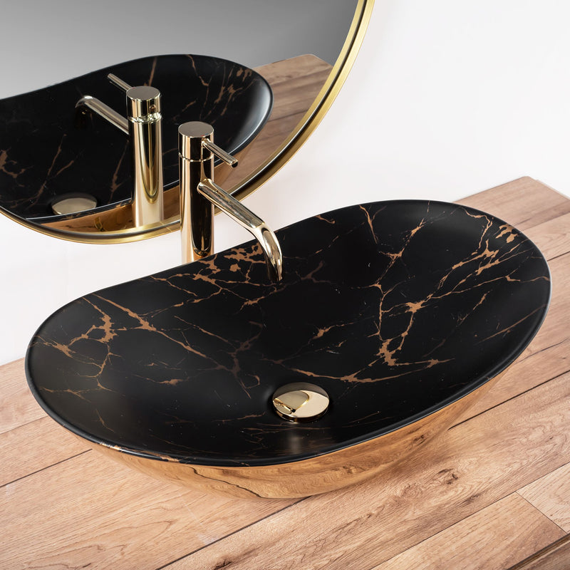 Opzetwastafel REA Royal In Black Marble Gold - View 2