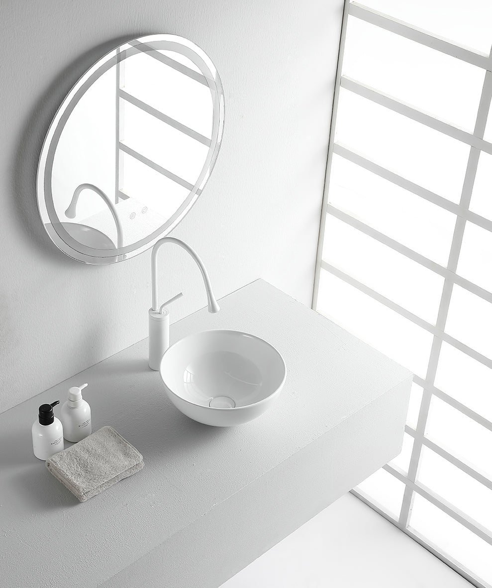 Luna waskom rond 32,5 x 14 cm keramiek glans wit – Wiesbaden – Glans Wit – Waskommen | Dealplein