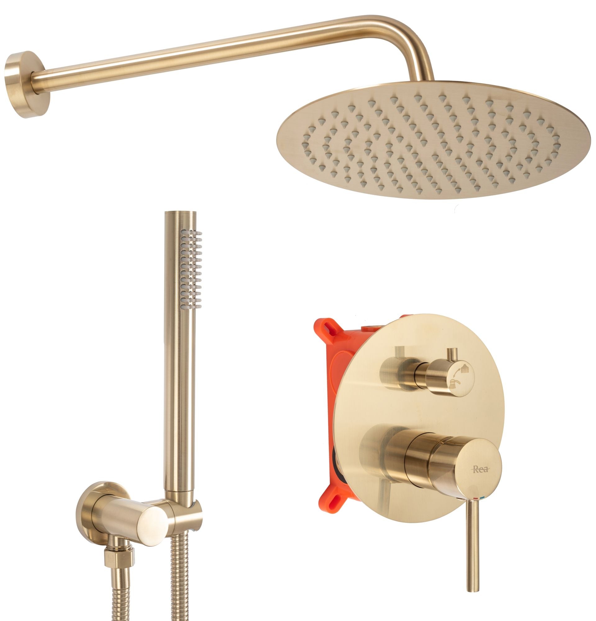 Inbouw Regendoucheset REA Lungo Geborsteld Goud + Box