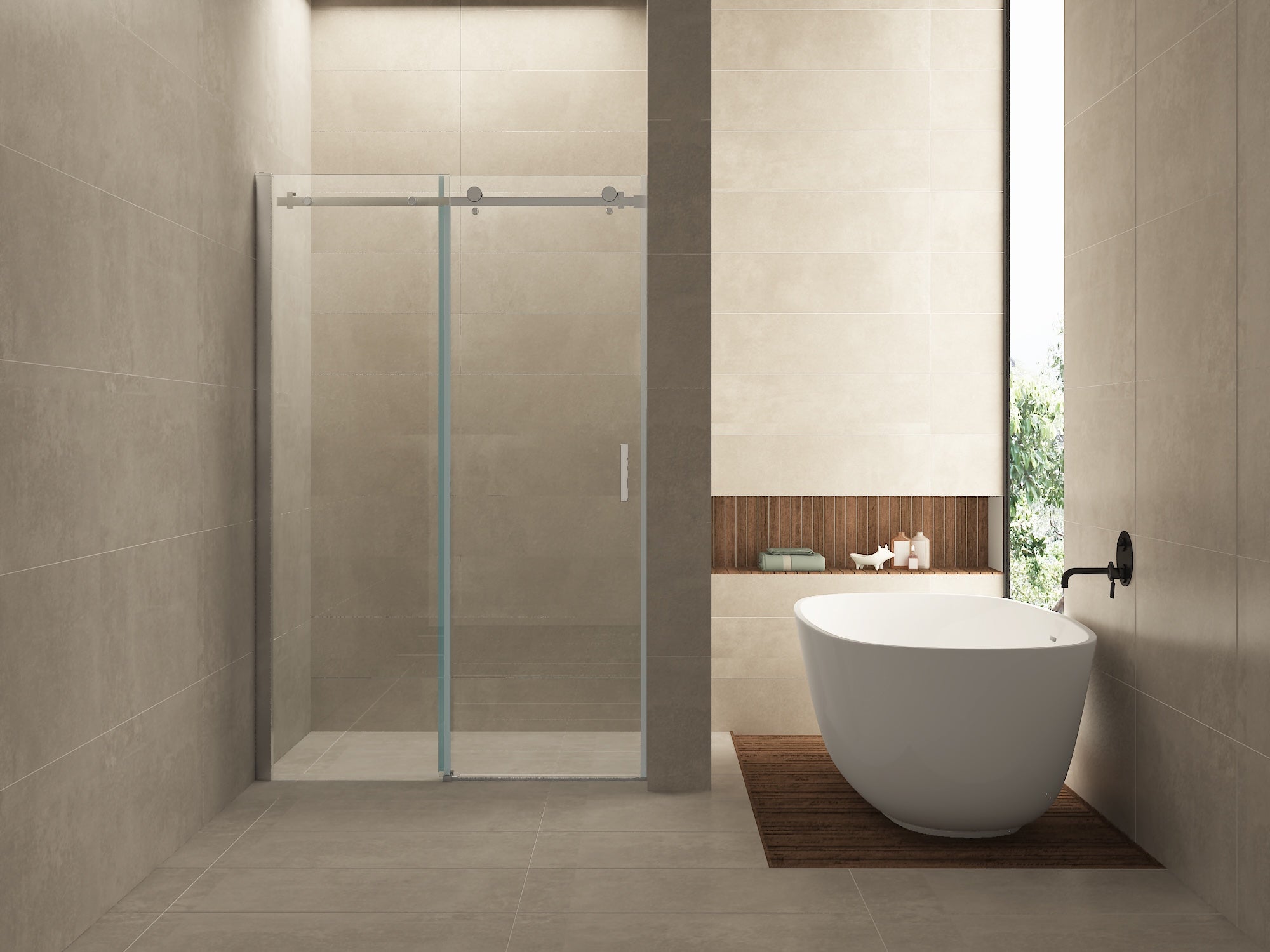 Wiesbaden Slide nis schuifdeur 1100 x 2000 x 8 mm nano helder glas/chroom