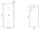Side zijwand voor nis schuifdeur 1000 x 2000 x 8 mm nano helder glas/mat zwart - maattekening