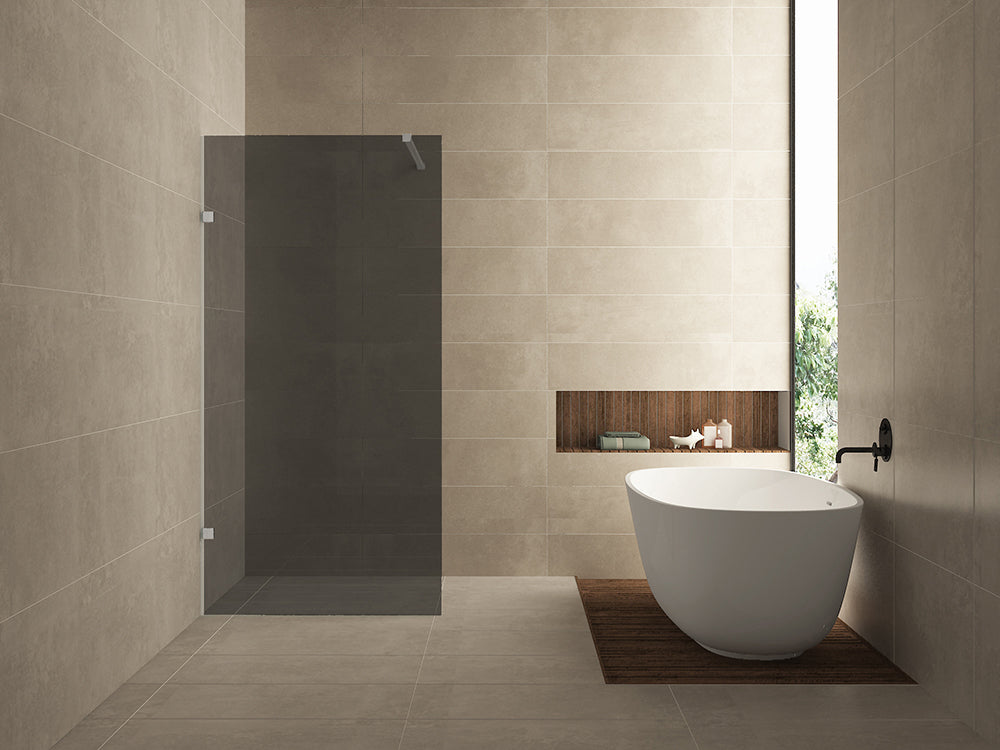 Wiesbaden Less inloopdouche 1000 x 2000 x 8 mm nano rookglas/geborsteld staal
