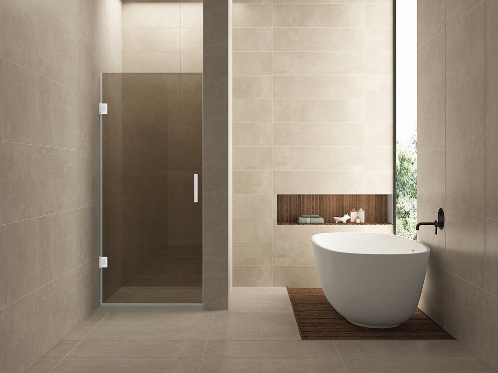 Wiesbaden Less nisdeur 700 x 2000 x 8 mm nano vintage brons glas/mat wit