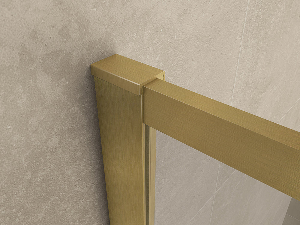 Wiesbaden Square inloopdouche 1200 x 2000 x 8 mm nano helder glas/geborsteld messing