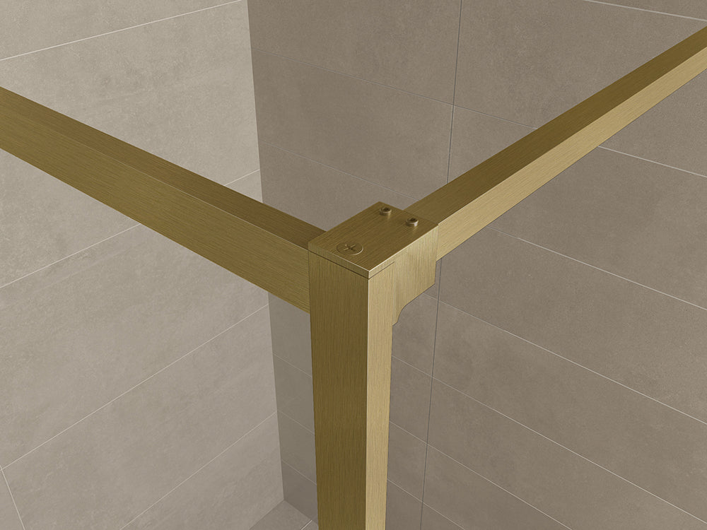 Wiesbaden Square inloopdouche 1200 x 2000 x 8 mm nano helder glas/geborsteld messing
