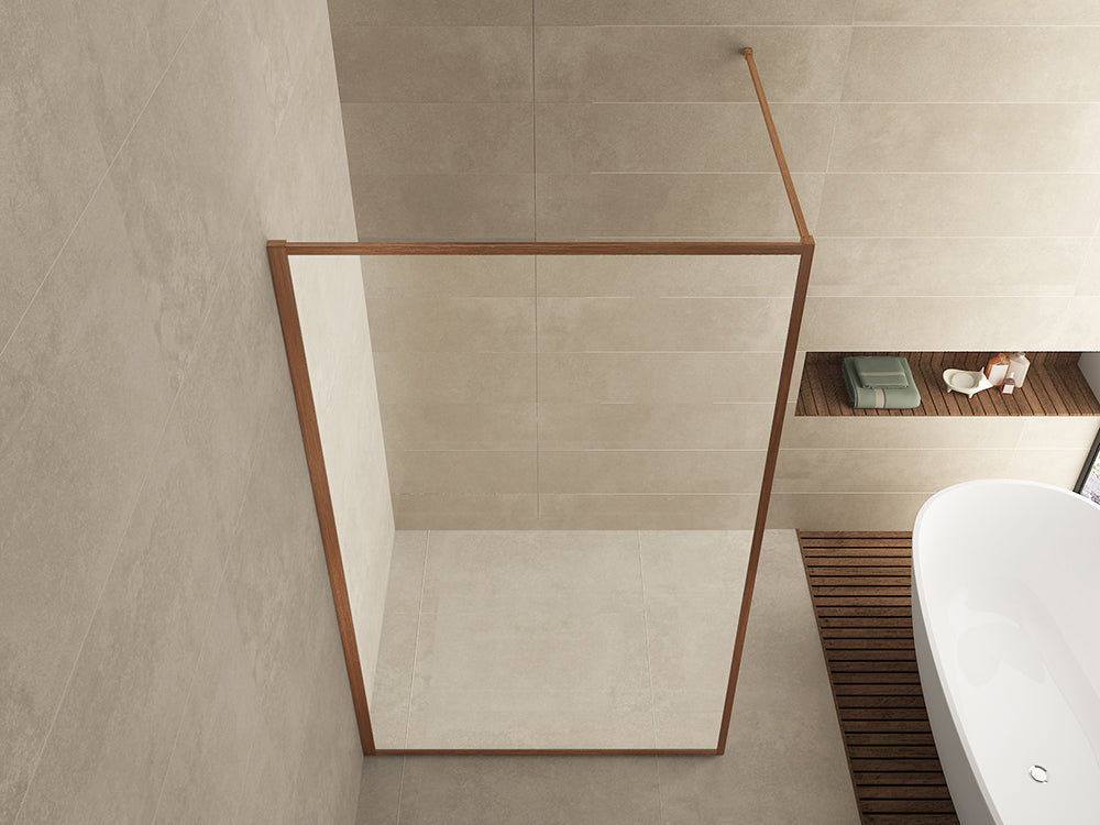 Wiesbaden Square inloopdouche 1000 x 2000 x 8 mm nano helder glas/geborsteld brons koper