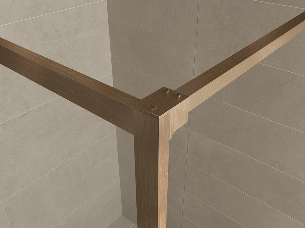 Wiesbaden Square inloopdouche 1200 x 2000 x 8 mm nano helder glas/geborsteld brons koper