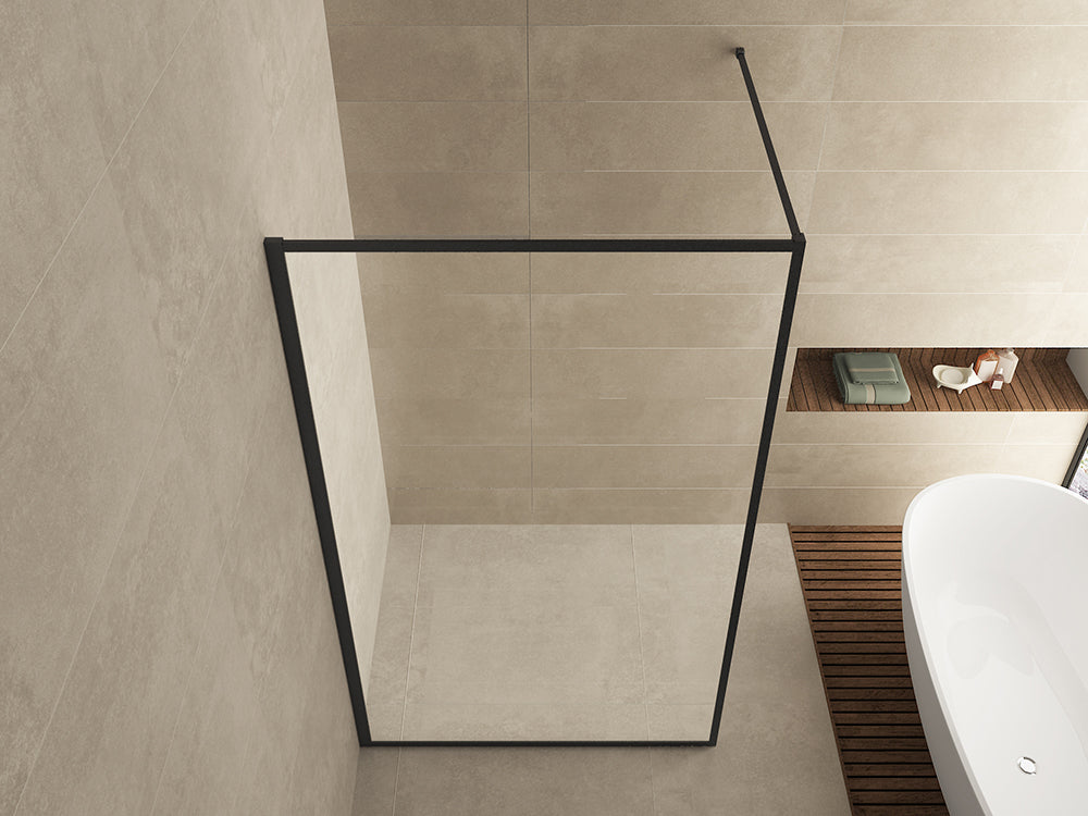 Wiesbaden Square inloopdouche 1000 x 2000 x 8 mm nano helder glas/mat zwart