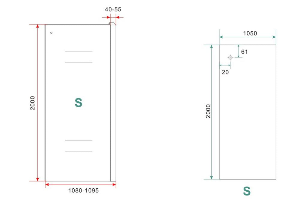 Maattekening Wiesbaden Sita inloopdouche met handdoekhouder 110x200 cm chroom/8 mm helder glas met Nano coating