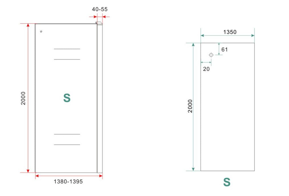 Maattekening Wiesbaden Sita inloopdouche met handdoekhouder 140x200 cm chroom/8 mm helder glas met Nano coating