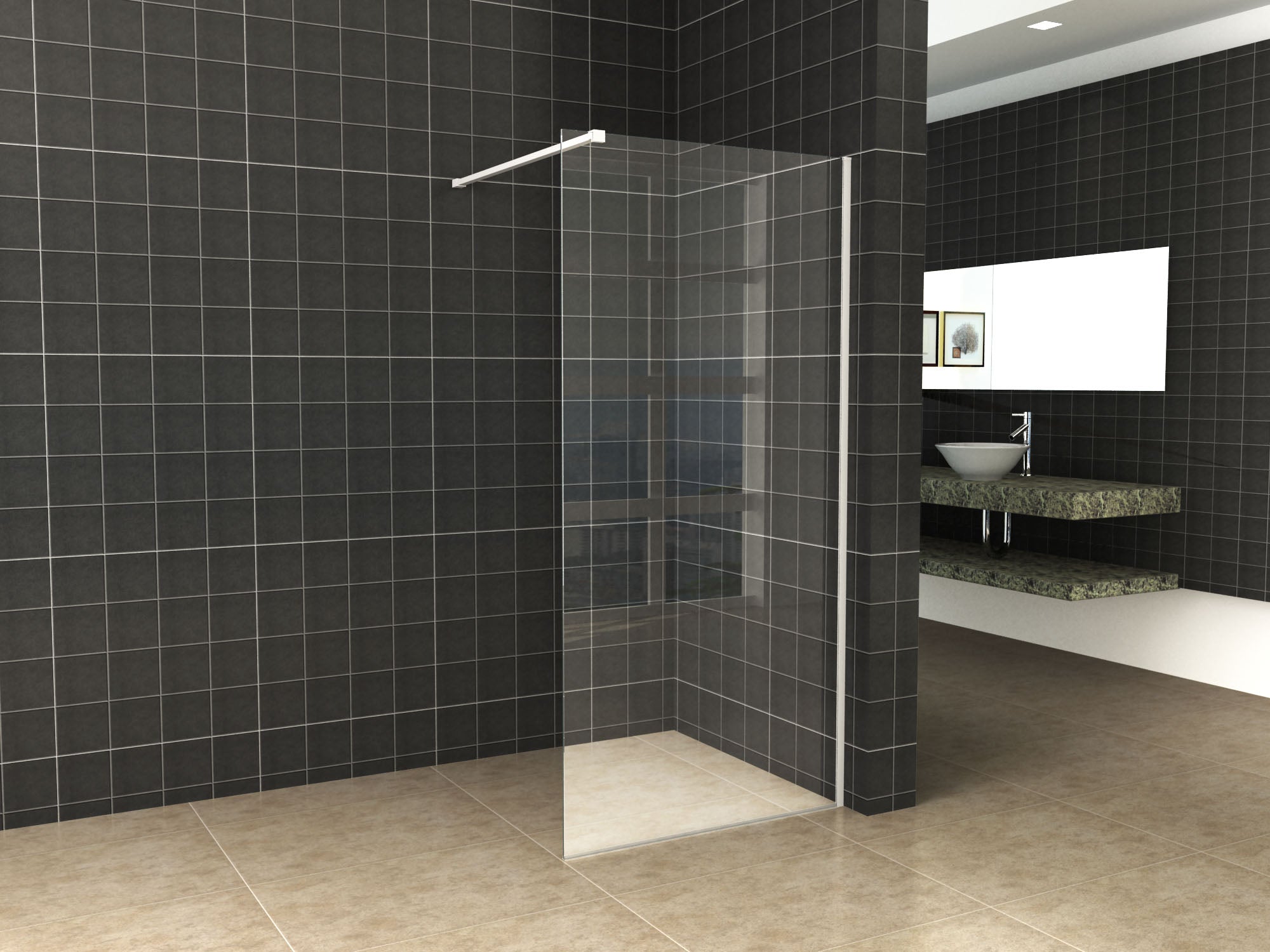 Wiesbaden Slim profielset met stabilisatiestang 120 cm mat wit