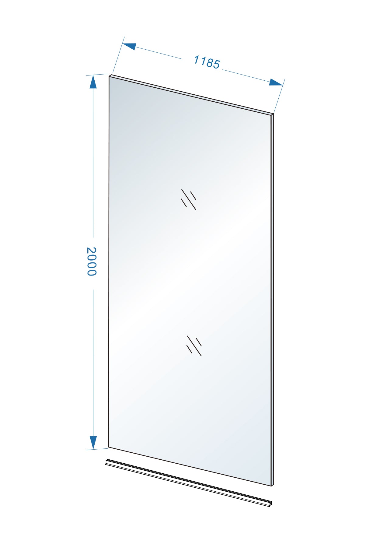Maattekening Wiesbaden Slim glasplaat 1200 x 2000 x 8 mm nano warm koper glas