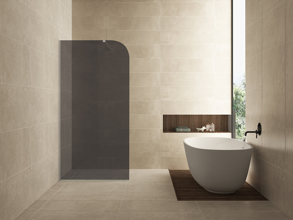 Wiesbaden Curvea inloopdouche 1000 x 2000 x 8 mm nano rookglas