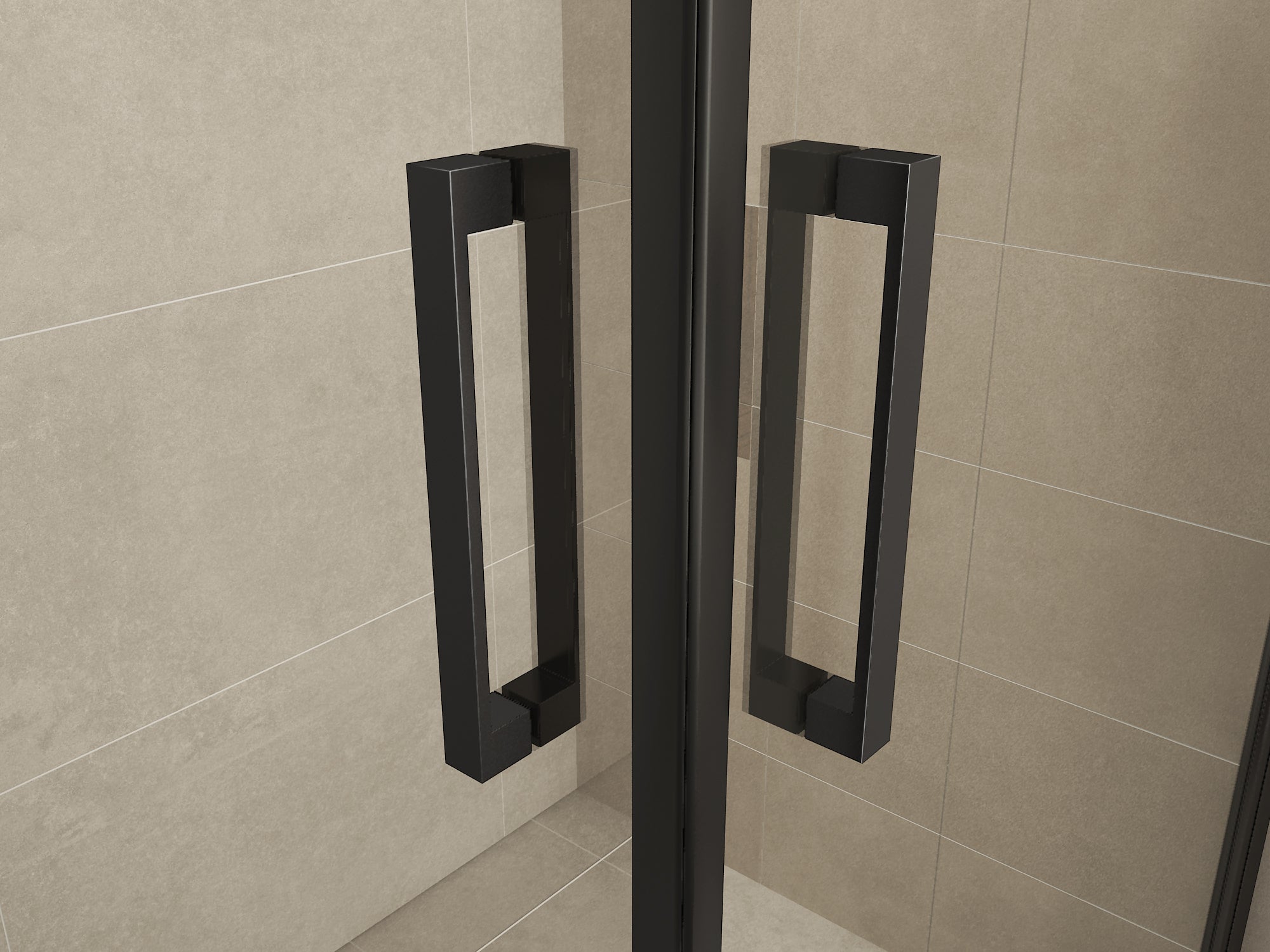 Wiesbaden Salone cabine met 2 draaideuren 900 x 900 x 2000 x 8 mm nano helder glas/mat zwart