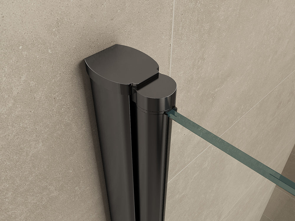 Wiesbaden Salone cabine met 1 draaideur 1000 x 1000 x 2000 x 8 mm nano helder glas/mat zwart