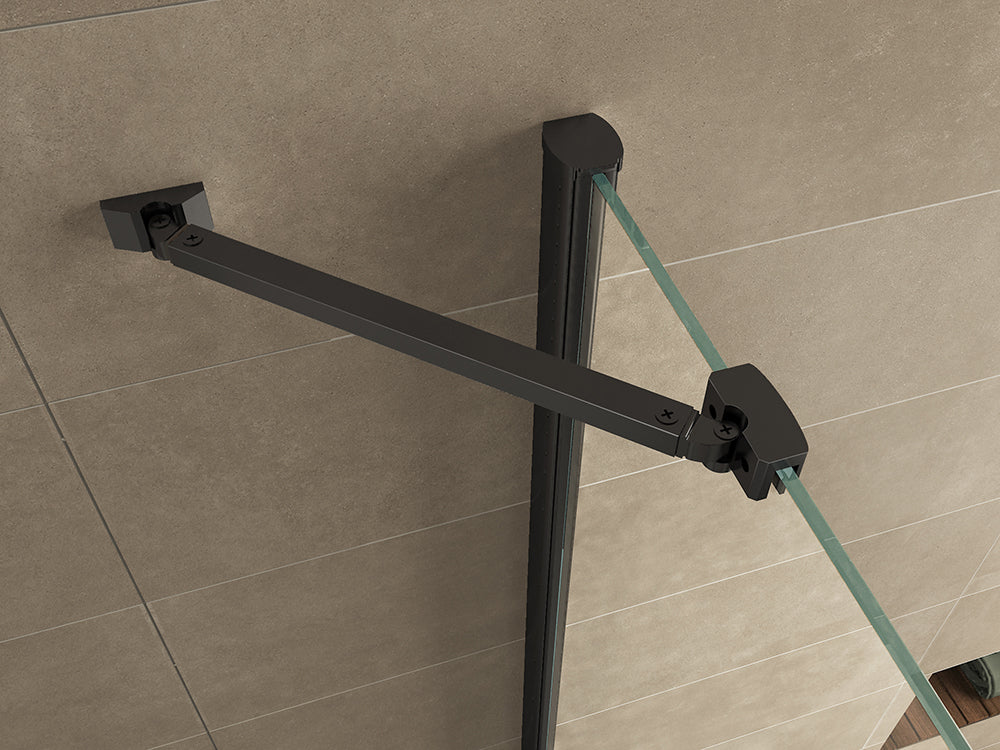 Wiesbaden Salone cabine met 1 draaideur 1000 x 1000 x 2000 x 8 mm nano helder glas/mat zwart