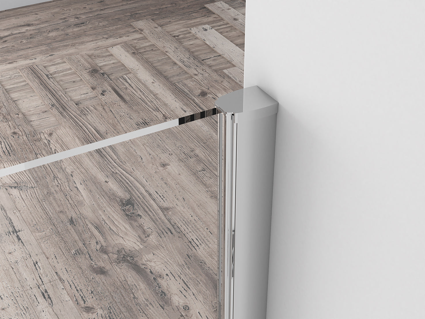 Wiesbaden Comfort zijwand met muurprofiel 400 x 2000 x 10 mm nano helder glas/chroom