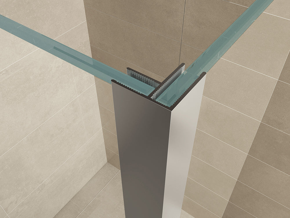 Wiesbaden Comfort zijwand met hoekprofiel 300 x 2000 x 10 mm nano helder glas/chroom