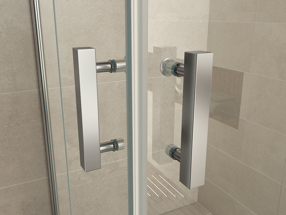 Wiesbaden Double hoekinstap cabine met 2 draaideuren 900 x 900 x 2000 x 8 mm nano helder glas/chroom