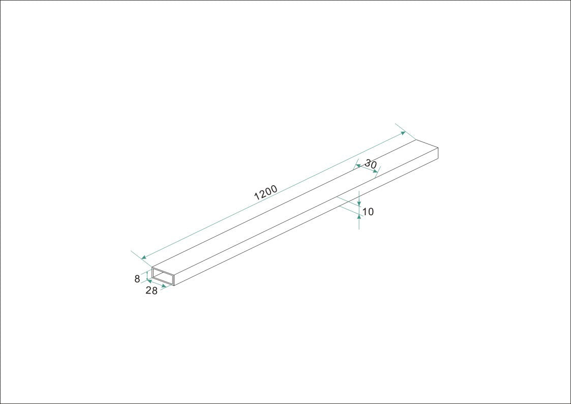Maattekening Wiesbaden Stabilisatiestang los 120 cm chroom