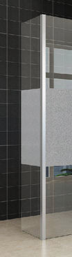 Zijpaneel 35 x 200 cm met hoekprofiel voor inloopdouche chroom met 10 mm NANO ged.matglas
