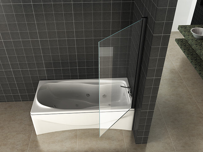 Wiesbaden Orbit badwand draaibaar 800 x 1500 x 6 mm nano helder glas/mat zwart