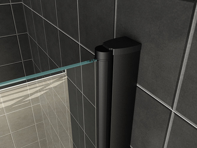 Wiesbaden Orbit badwand draaibaar 800 x 1500 x 6 mm nano helder glas/mat zwart