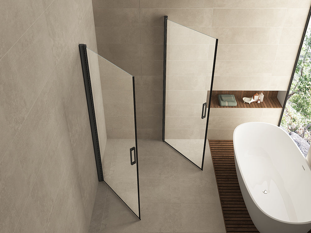 Wiesbaden Salone cabine met 2 draaideuren 900 x 900 x 2000 x 8 mm nano helder glas/mat zwart