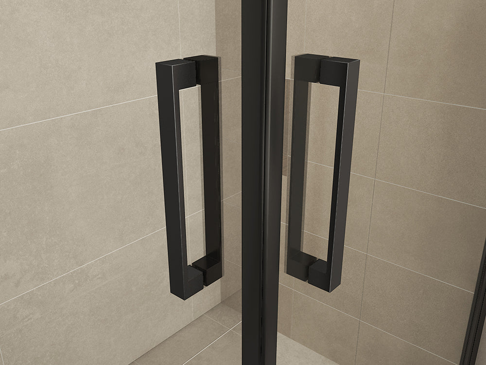 Wiesbaden Salone cabine met 2 draaideuren 900 x 900 x 2000 x 8 mm nano helder glas/mat zwart
