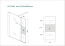 Comfort zijwand draaibaar links 350 x 2000 x 10 mm nano helder glas met melkglas middenband/chroom - maattekening