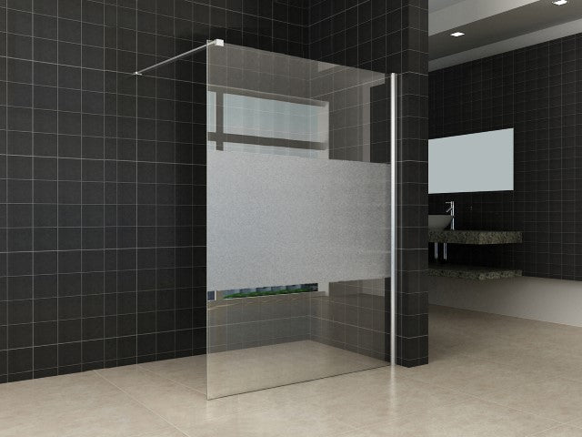 Comfort inloopdouche 1400 x 2000 x 8 mm nano helder glas met melkglas middenband/chroom