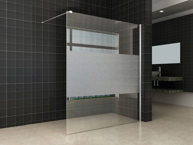 Comfort inloopdouche 1600 x 2000 x 8 mm nano helder glas met melkglas middenband/chroom