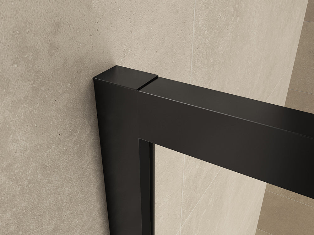 Wiesbaden Maaz inloopdouche met raster en handdoekhouder 1200 x 2000 x 10 mm helder glas/mat zwart