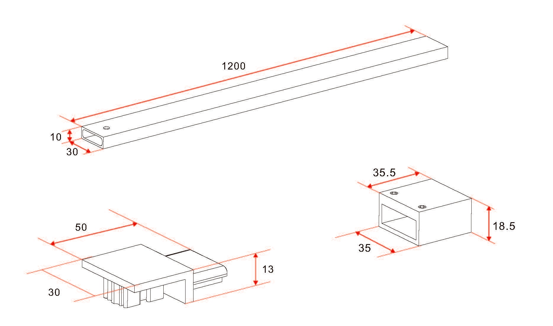 Maattekening Wiesbaden Maaz stabilisatiestang 120 cm mat zwart