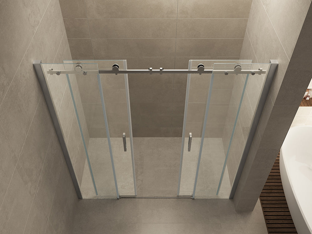 Wiesbaden Slide nis schuifdeur dubbel 1800 x 2000 x 8 mm nano helder glas/chroom