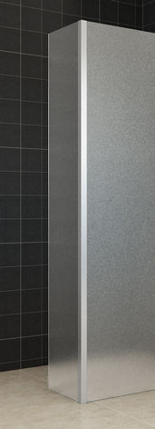 Zijpaneel 35 x 200 cm met hoekprofiel voor inloopdouche chroom met 10 mm NANO geheel matglas