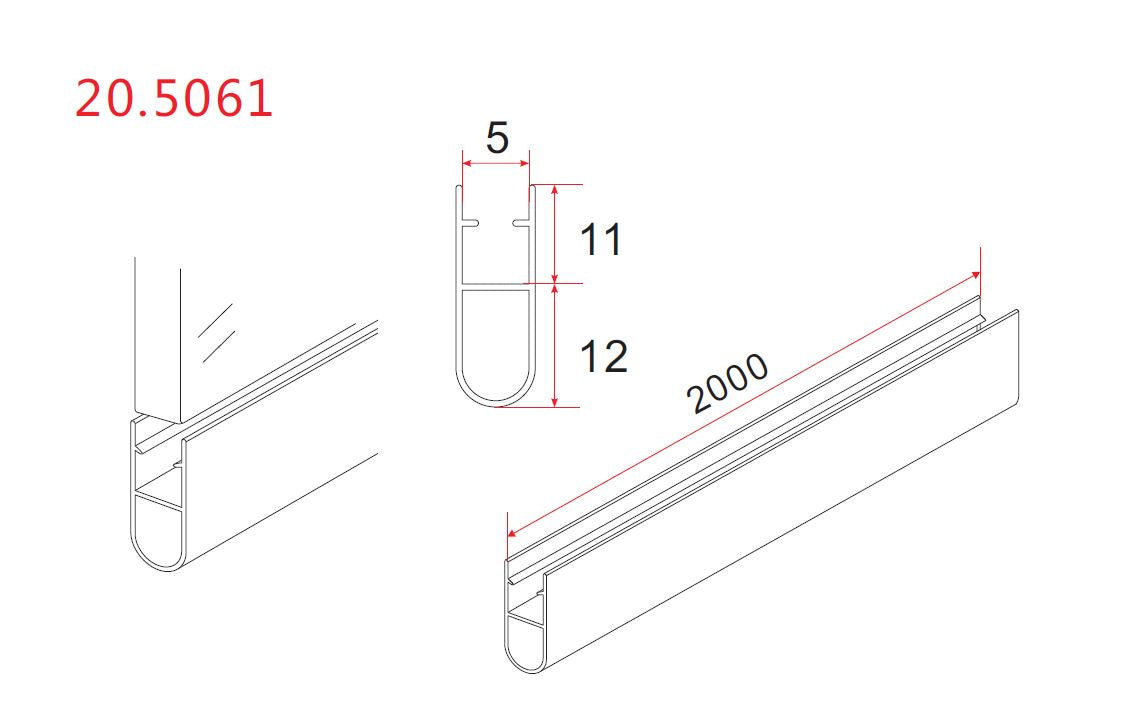 Maattekening Type 1 waterkering rubber 200 x 0,5 cm transparant