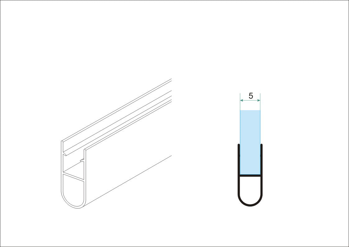 Maattekening Type 1 waterkering rubber 200 x 0,5 cm transparant