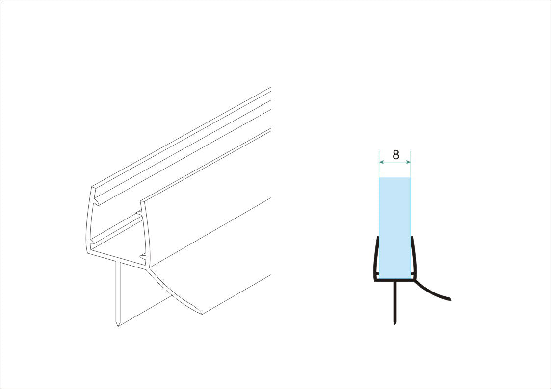 Maattekening Waterkering rubber 200 x 0,8 cm transparant