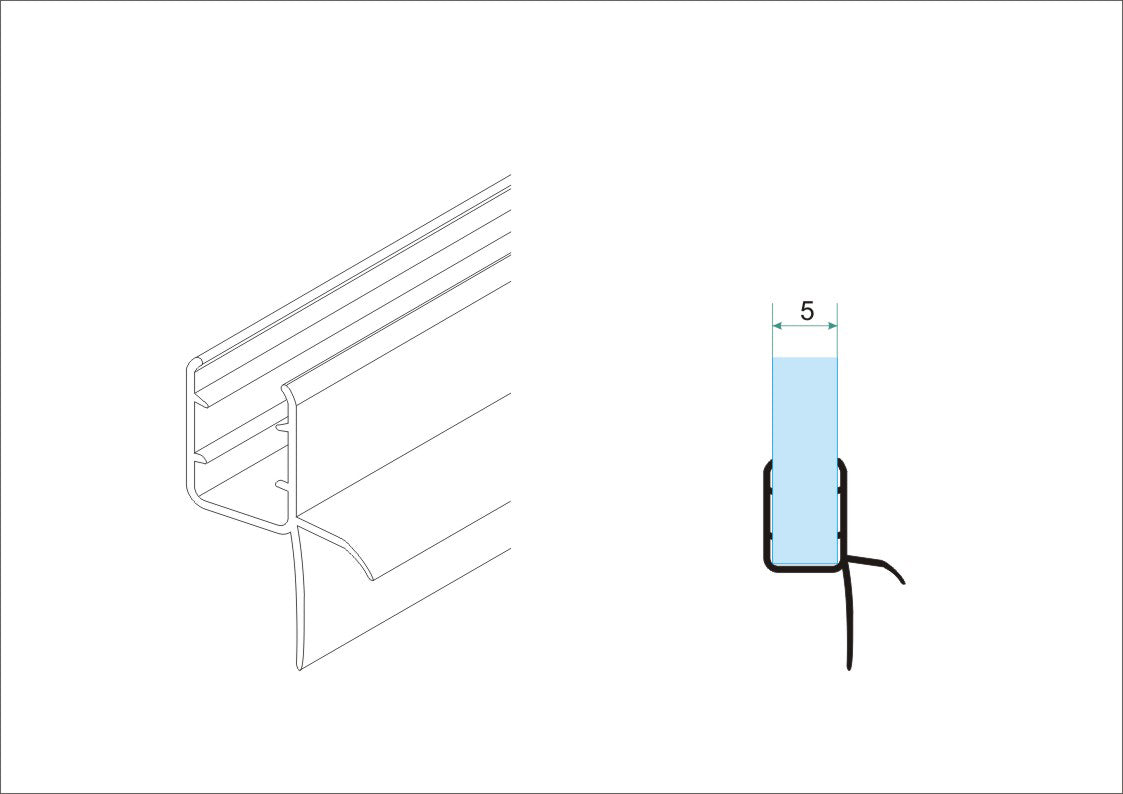 Maattekening Type 2 waterkering rubber 200 x 0,5 cm transparant