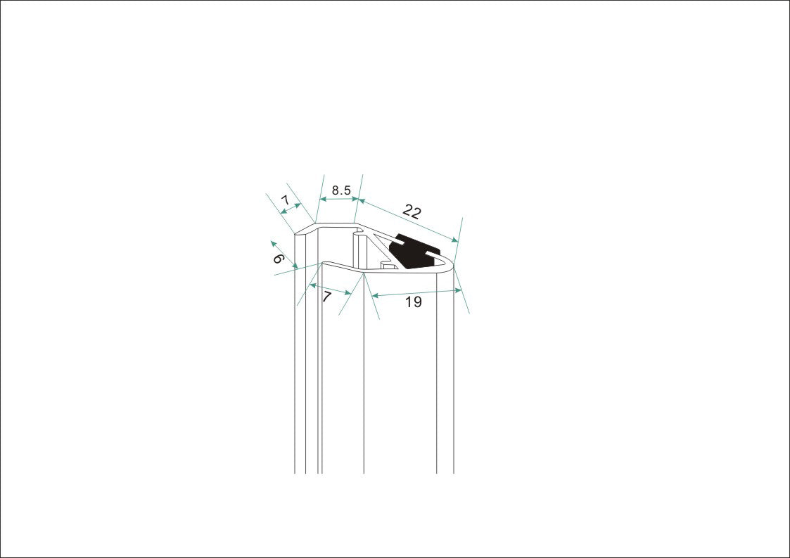 Maattekening Salone magneetstrip chroom