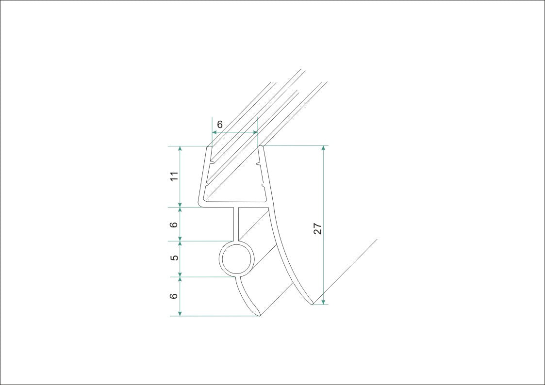 Maattekening Waterkering kunststof 8 x 800 mm transparant