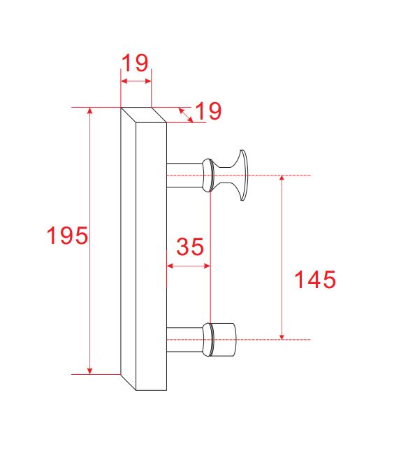Maattekening Deurgreep type 7 14,5 cm chroom