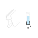 Rubber strip tbv onderzijde 1/4 rond enkele deur - maattekening