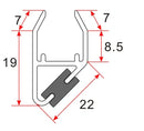 Set magneetstrip modulair 8-10 mm - maattekening